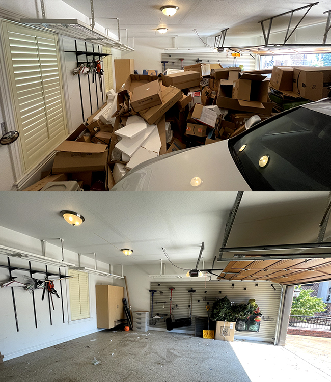 Garage cleanout before and after